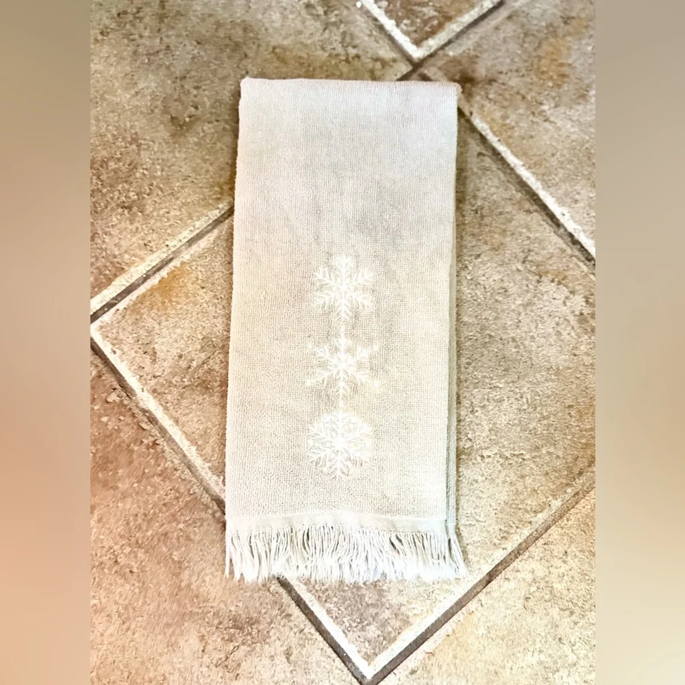 Gray Snowflake Embroidered Holiday Hand Towel from WONDERSHOP